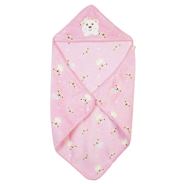 Uber World Baby Newborn (06 Months) Blanket with Cap Light Pink Sherin & Poly Wool Pack of 1
