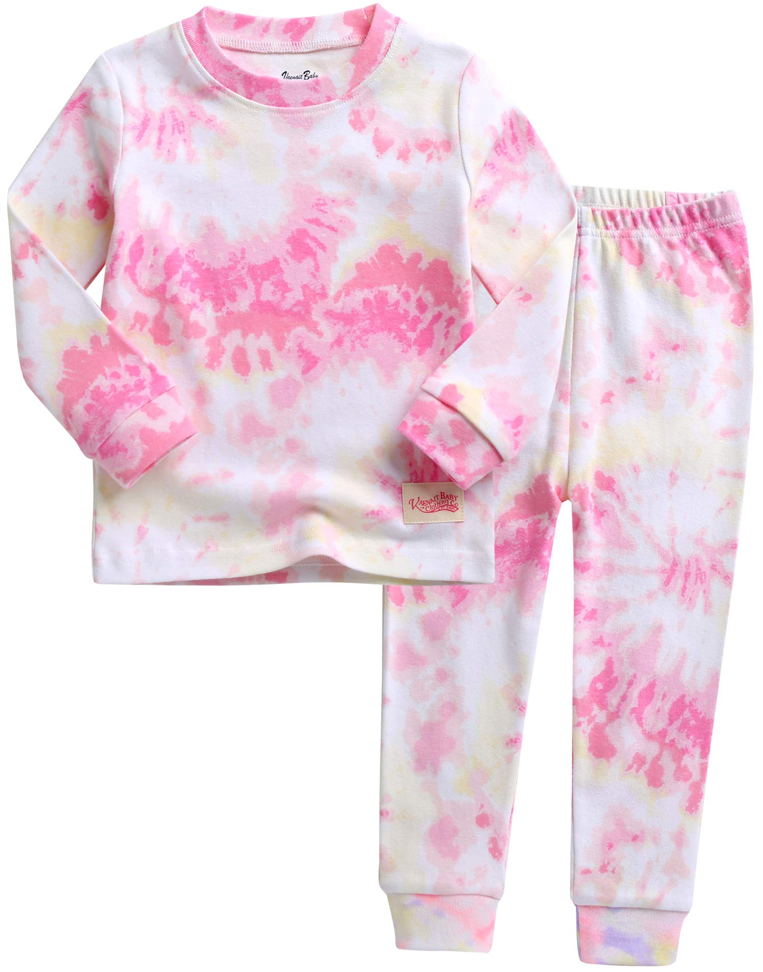Vaenait Baby Kids Junior 100% Cotton Sleepwear Pajamas 2Pcs Set Tiedye-Pinkyellow-254 Xl