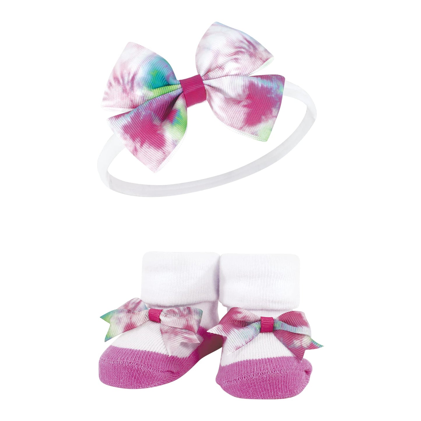 Hudson Baby Baby Girls' Headband And Socks Giftset, Tie-Dye, One Size