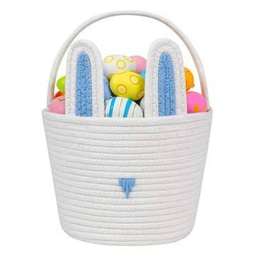 CubesLand Easter Basket for Boys Girls Easter Bunny Basket with Rabbit Ears, Easter Egg Hunting Basket Easter Baskets for Childr
