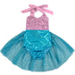 Carkoo Mermaid Baby Girl One Piece Swimsuits With Tutu Dress (Large,Pink)