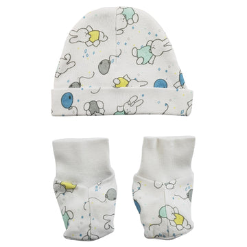 Bambini Baby Cap And Bootie Set, Newborn White