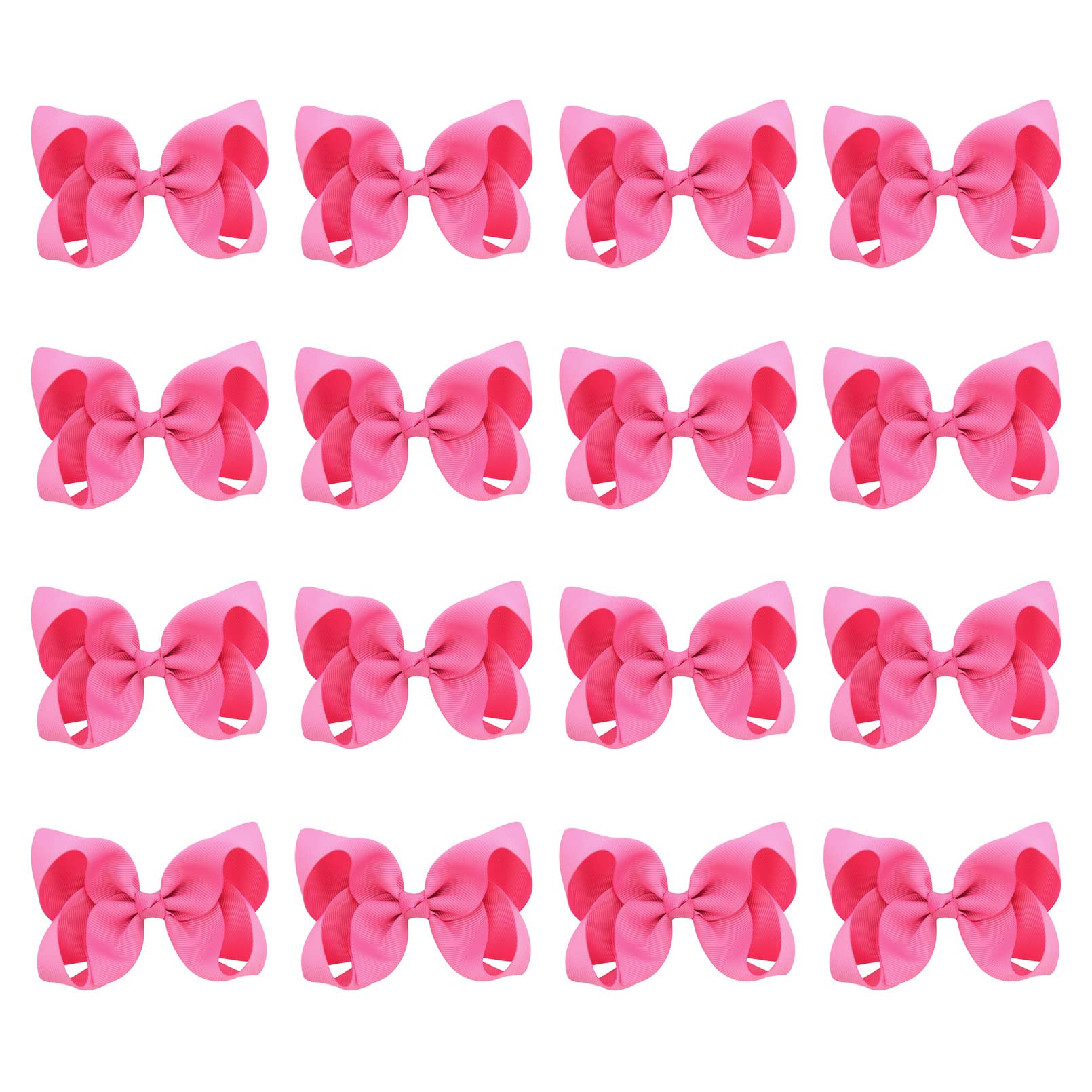Deeka 16 Pcs 4' Hand-Made Hair Bow Grosgrain Ribbon Solid Color Hair Bow Alligator Clips Hair Accessories For Little Teen Toddl