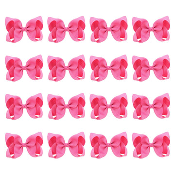 Deeka 16 Pcs 4' Hand-Made Hair Bow Grosgrain Ribbon Solid Color Hair Bow Alligator Clips Hair Accessories For Little Teen Toddl