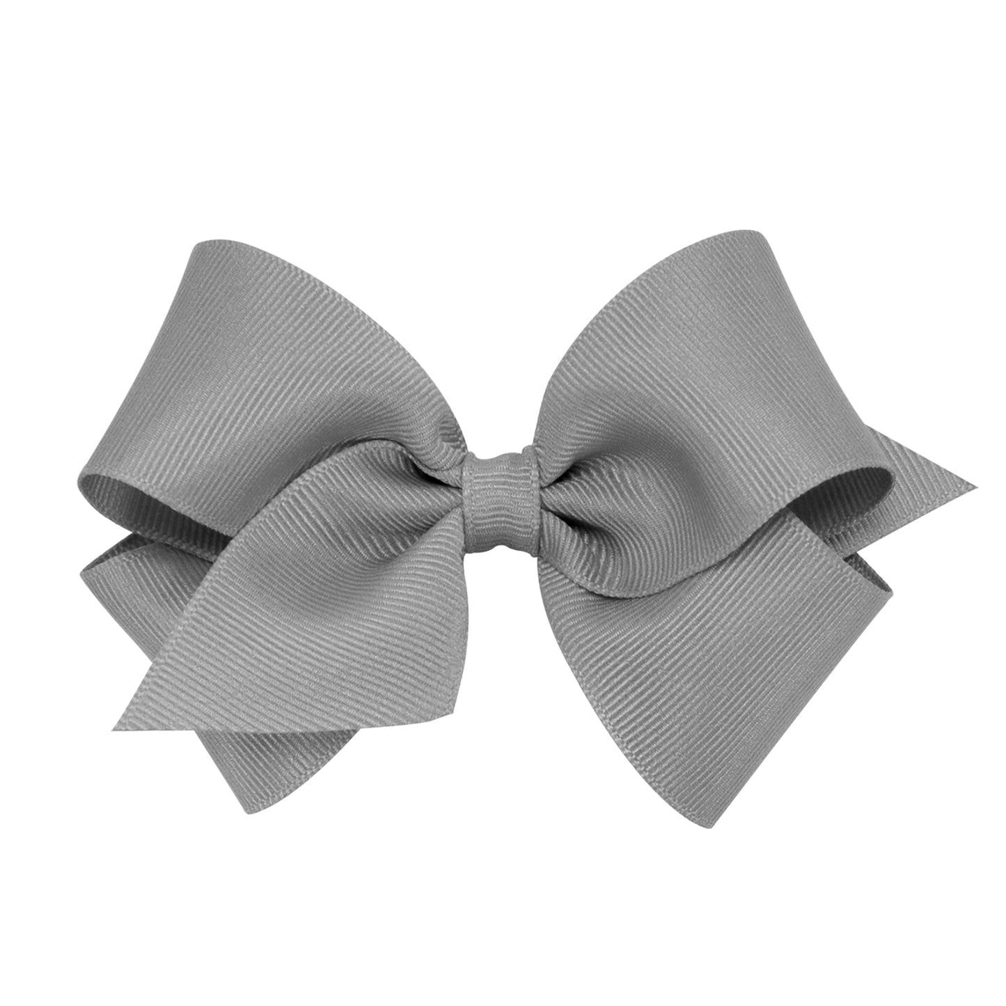 Wee Ones Girls' Classic Grosgrain Hair Bow With Plain Wrap Center On A Weestay Hair Clip, Handmade, Small Sized Bow, Gray