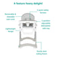 Dream On Me Solid Times High Chair for Babies and Toddlers in Grey, Multiple Recline and Height Positions, Lightweight Portable