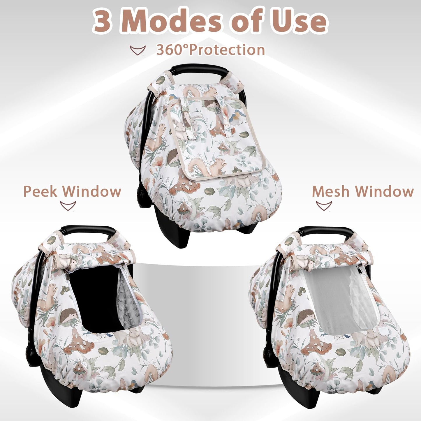 Caruili Car Seat Cover Baby Girl Boy, Warm Winter Carseat Cover For Baby, Kick-Proof Infant Car Seat Cover With Peep Window, Win