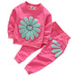 Toddler Baby Girls Sunflower Clothes Set Long Sleeve Top And Pants 2Pcs Outfits Fall Clothes (Rose Red,Age 2T)
