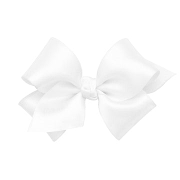 Wee Ones Girls Classic French Satin Hair Bow On A Weestay No-Slip Hair Clip Wknot Wrap Center, Small, White