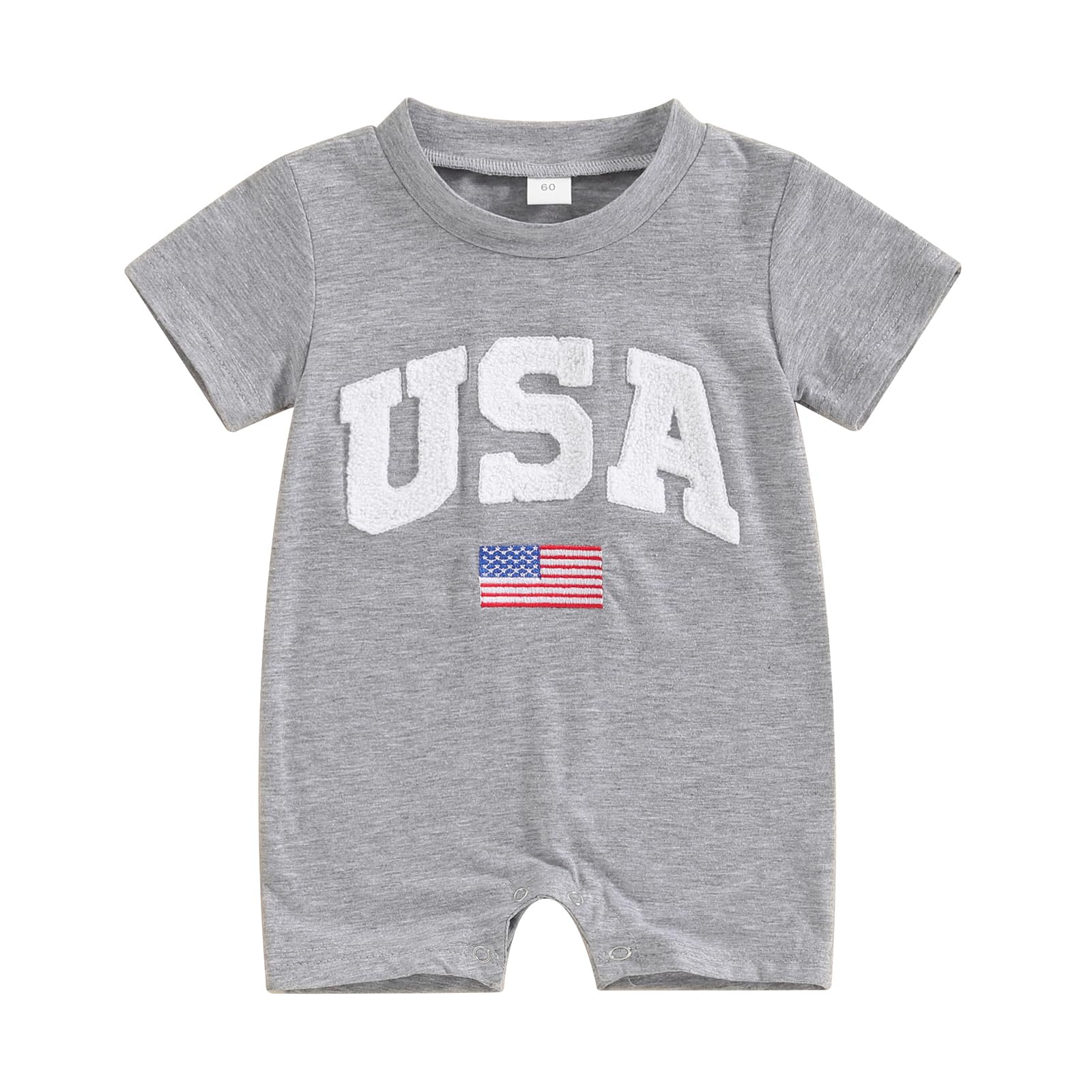 Fybitbo 4Th Of July Baby Boy Girl Outfit Usa Flag Short Sleeve Jumpsuit Romper Newborn Onesie Clothes (My First Fourth Of July B