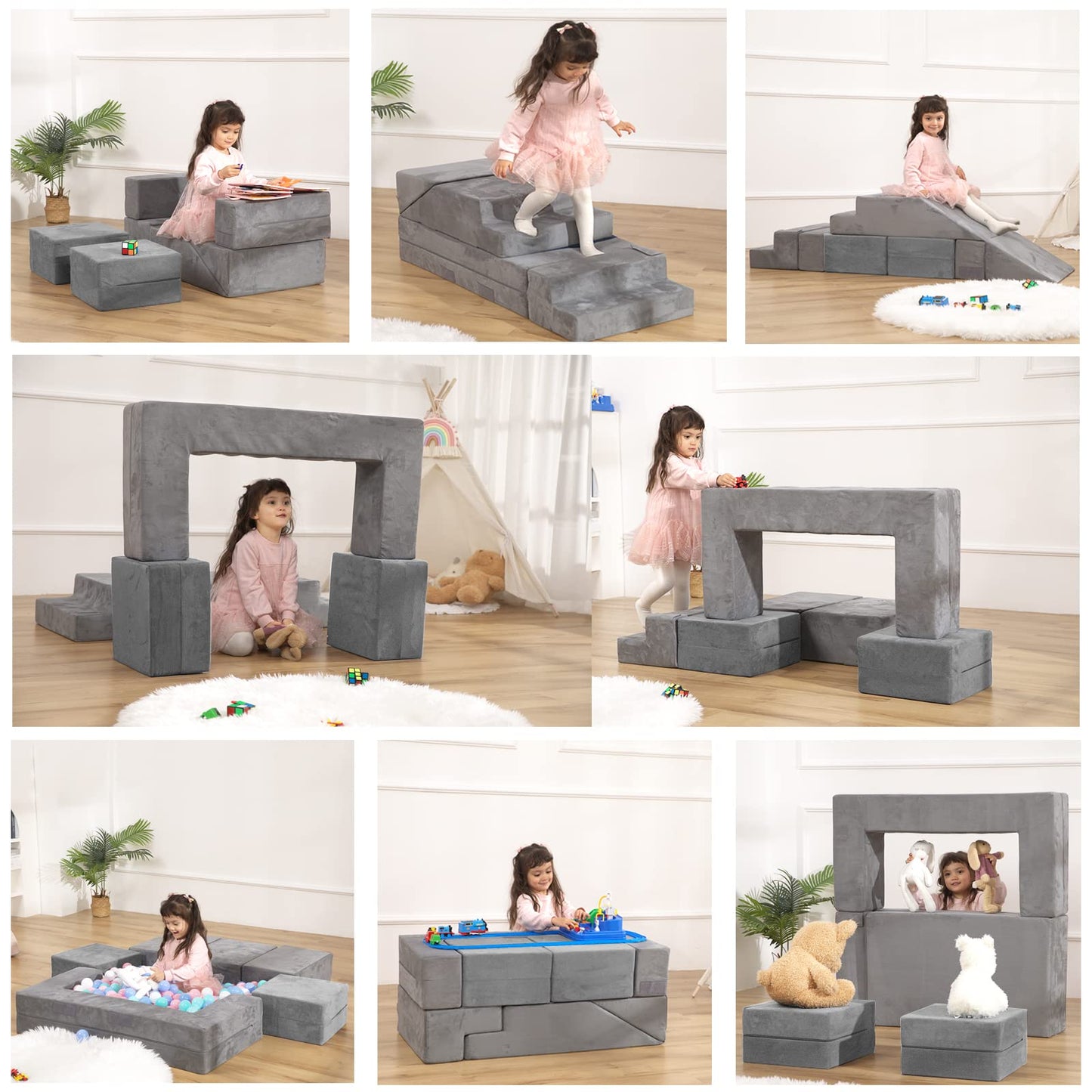 Gudoinsole Play Couch Sofa For Kids Tunnel Climber Fold Out Sofa Convertible Climb And Crawl Foam Playset For Creative Child Gir