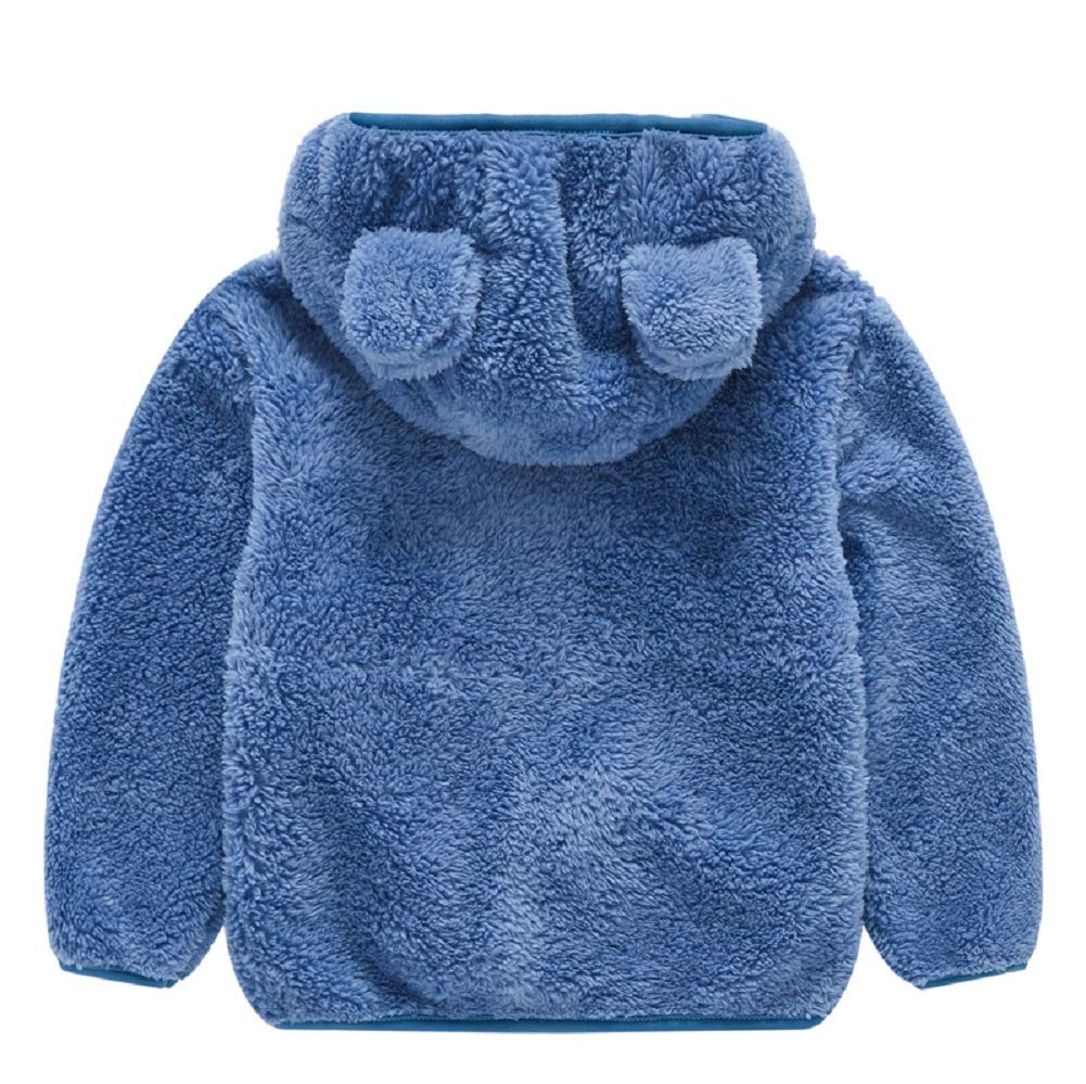 Jeskids Toddler Girls Boys Fleece Hoody Jacket Zip Up Teddy Coat Warm Winter Outwear Blue
