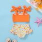 Younger Tree Toddler Girls Two Pieces Swimsuit Color Block Stripe Swimwear Summer Beach Bathing Suit 18M-5T(Yellow#Flower 2-3T)