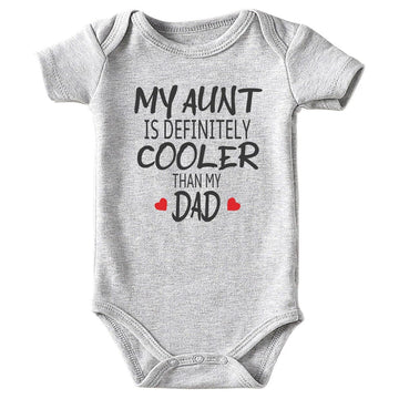 Shlrzy My Aunt Is Cooler Than Dad Baby Boy Clothes Unisex Funny Baby Girl Bodysuit Gray 0-3Months