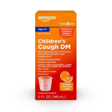 Amazon Basic Care Children'S Cough Suppressant Dm Syrup, Orange Flavor, 5 Fl Oz (Pack Of 1)