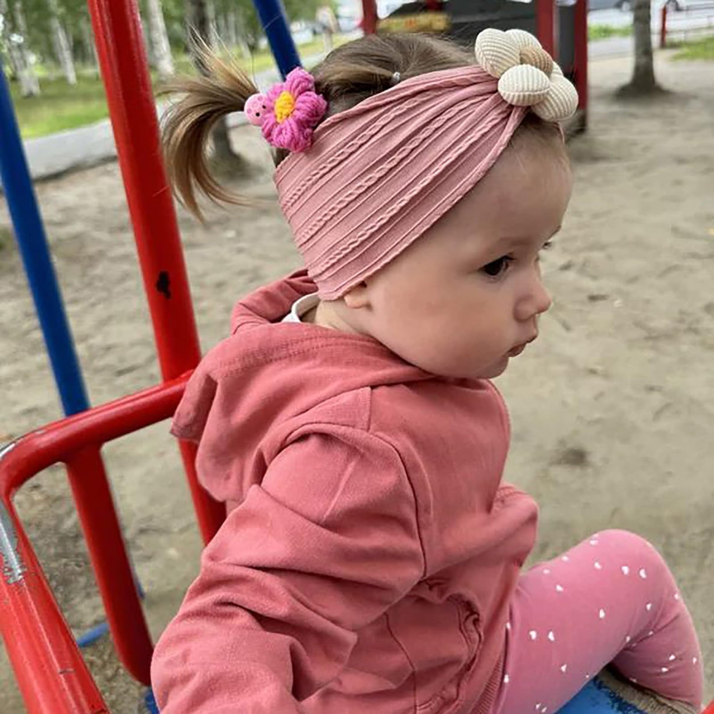 Miuxueso 3 Pcs Baby Flower Headbands Baby Girls Nylon Headbands Soft Hairbands Hair Accessories For Newborn Infant Toddler Kids