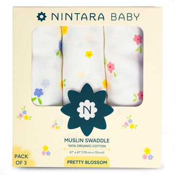 NINTARABABY ExtraLarge Swaddle  Pack of 3, 47 x 47 (119 cm x 119 cm)
