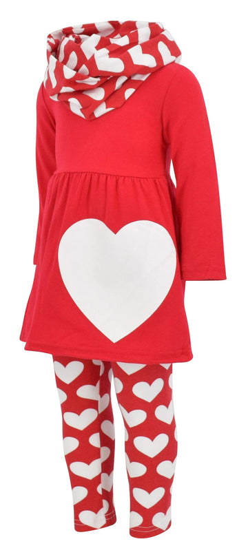 Unique Baby Girls Valentines Day Toddler Double Hearts Legging Set Outfit (10 Years, Red)
