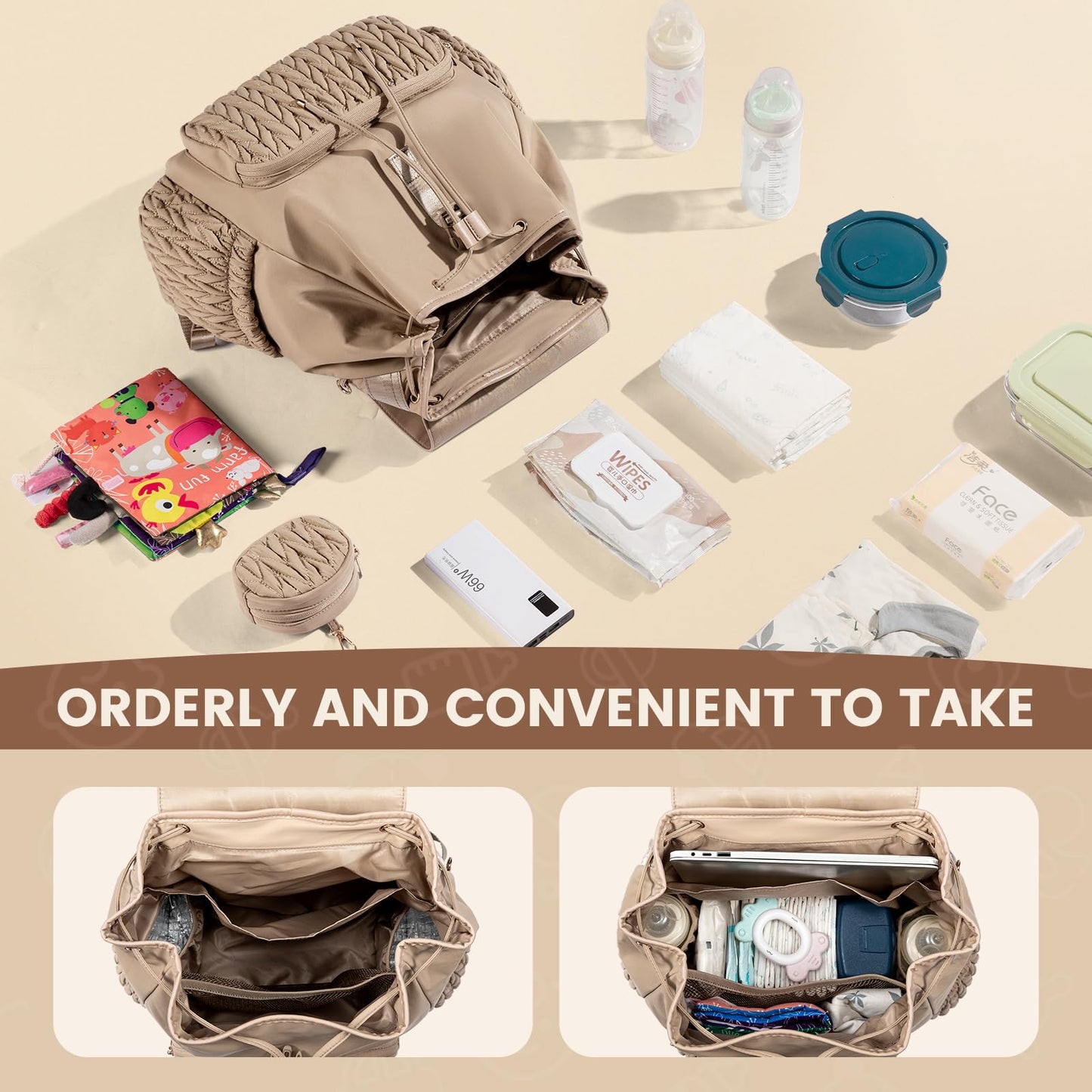 Lovevook Diaper Bag Backpack, Small Baby Bag, Cute Baby Diaper Bag, Stylish Water-Resistant Travel Baby Bag For Mom, Baby Backpa