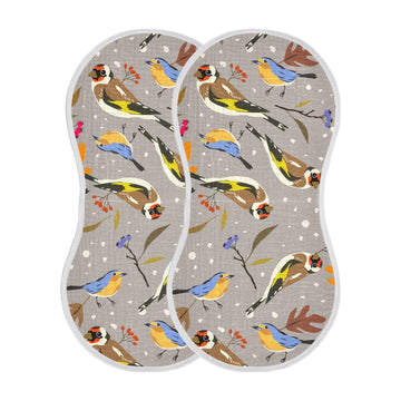 YYZZH Autumn Bird Goldfinch Robin Berry Muslin Burp Cloths for Baby 2 Pack 100% Cotton Baby Washcloths Bibs for Boy Girl