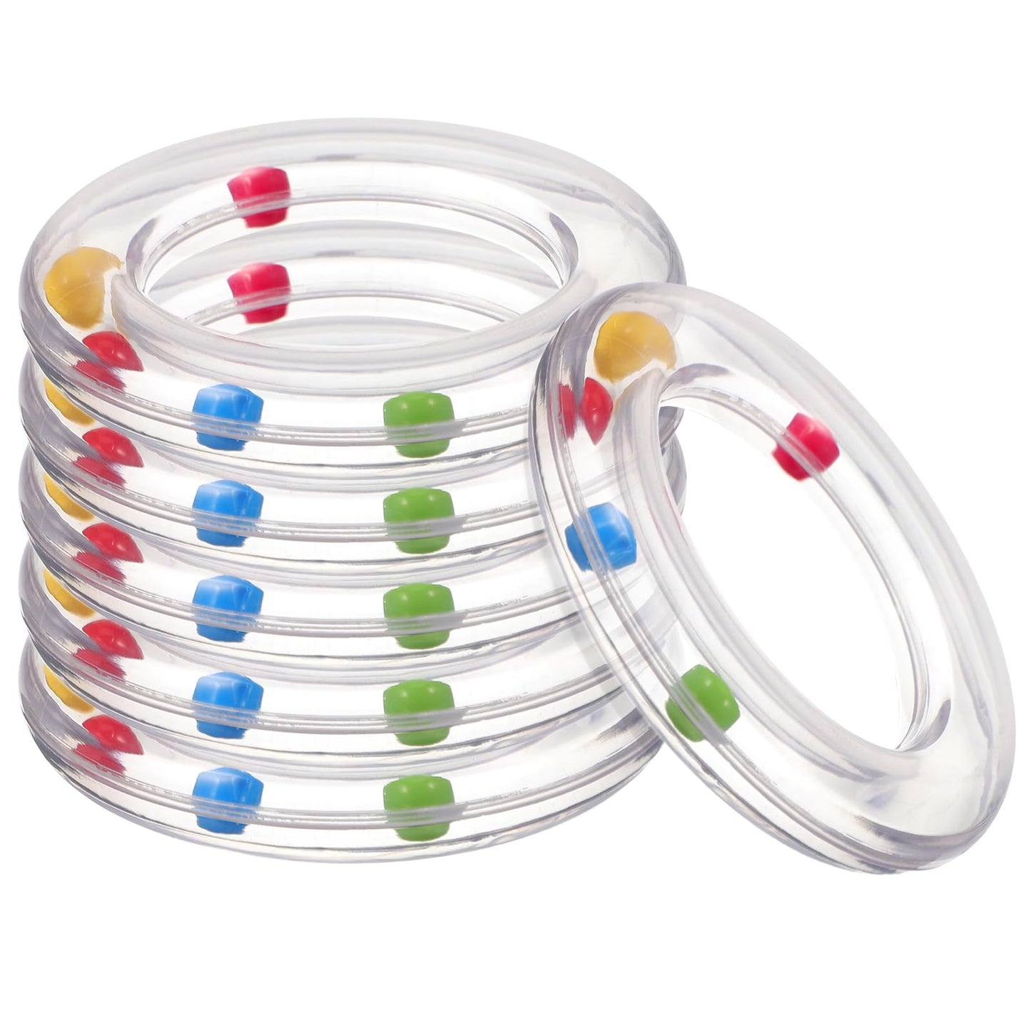 Toyvian 6Pcs Baby Toy Rings, Baby Rattles Plastic Clear Hand Bell Shaker, Rattle Inserts for Baby Toys, Developmental Baby Toy f