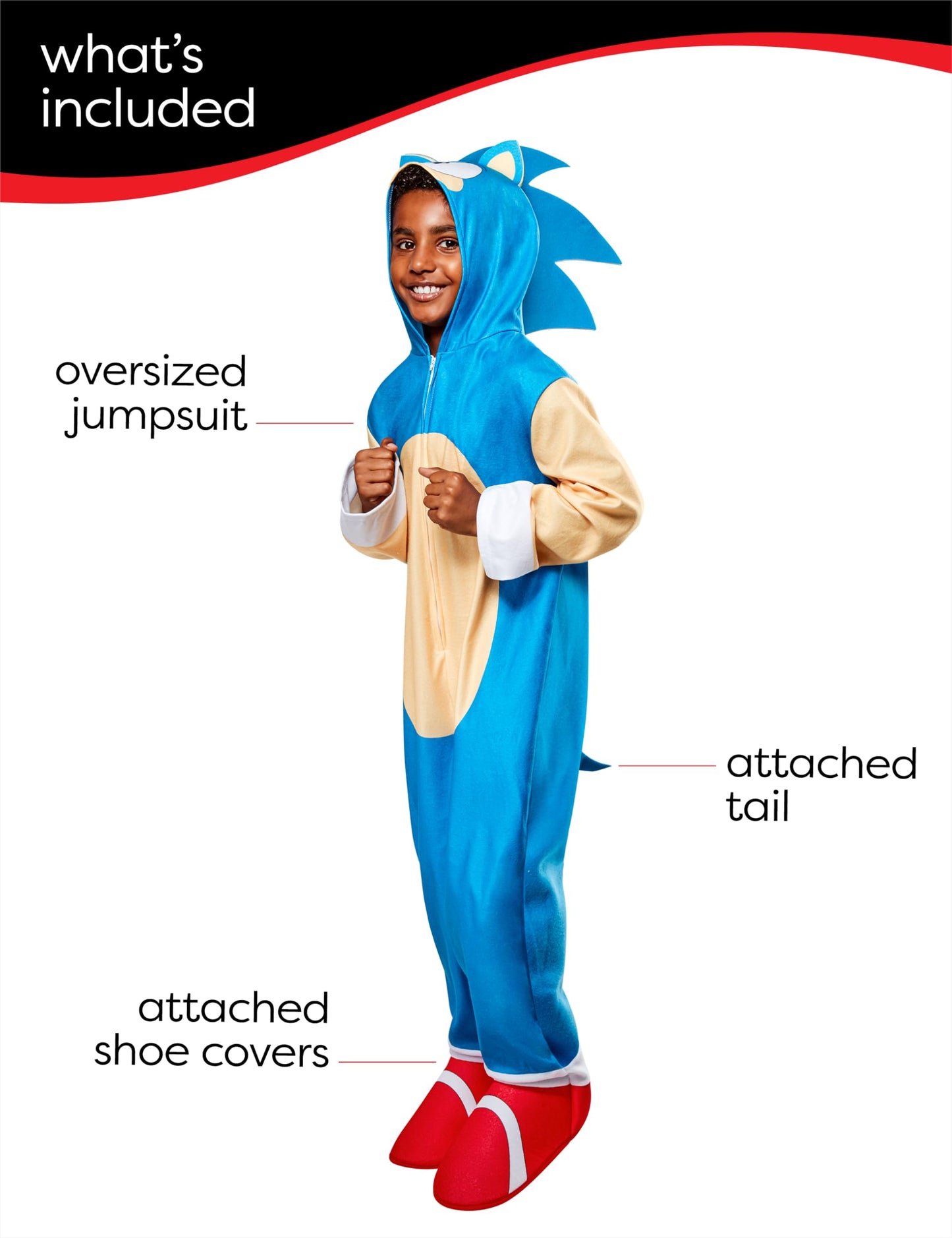 Rubie'S Boys Sonic Oversized Jumpsuit Costume, As Shown, Large Us