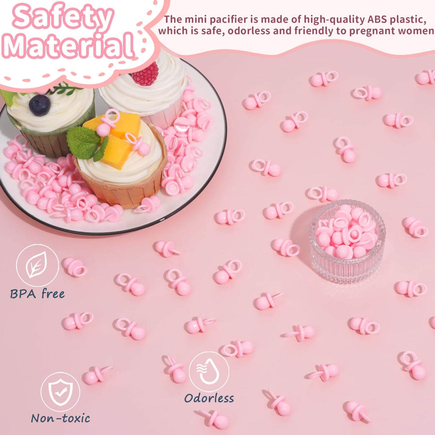 200 Mini Pacifiers Baby Shower Game Girl, 0.86 Plastic Pacifiers Baby Shower Game, Bulk Baby Shower Pacifiers For Gender Reveal