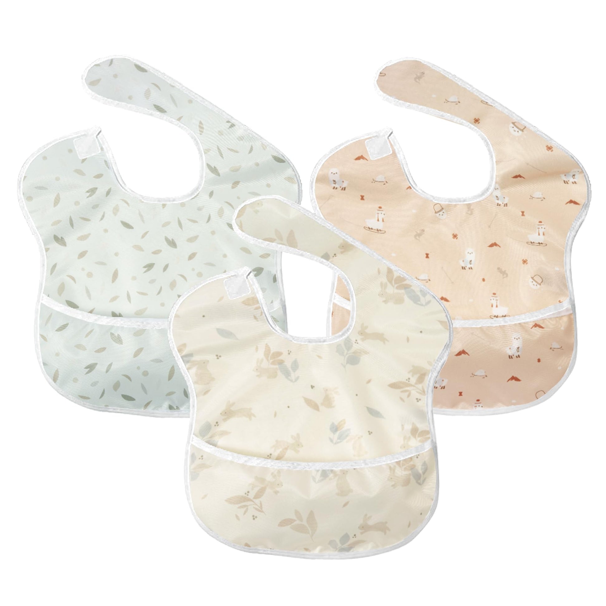 Little Dimsum Baby Bib Feeding Bibs Waterproof Drool Bib Coverall 3 PCS Set Adjustable Closure for Babies Toddlers with Large Po