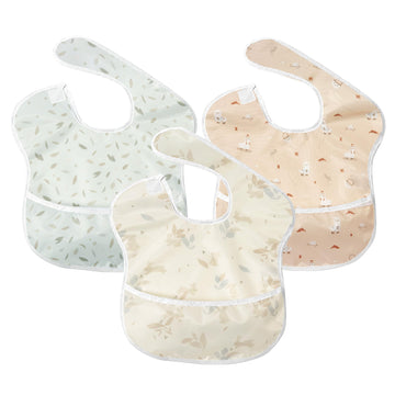 Little Dimsum Baby Bib Feeding Bibs Waterproof Drool Bib Coverall 3 PCS Set Adjustable Closure for Babies Toddlers with Large Po