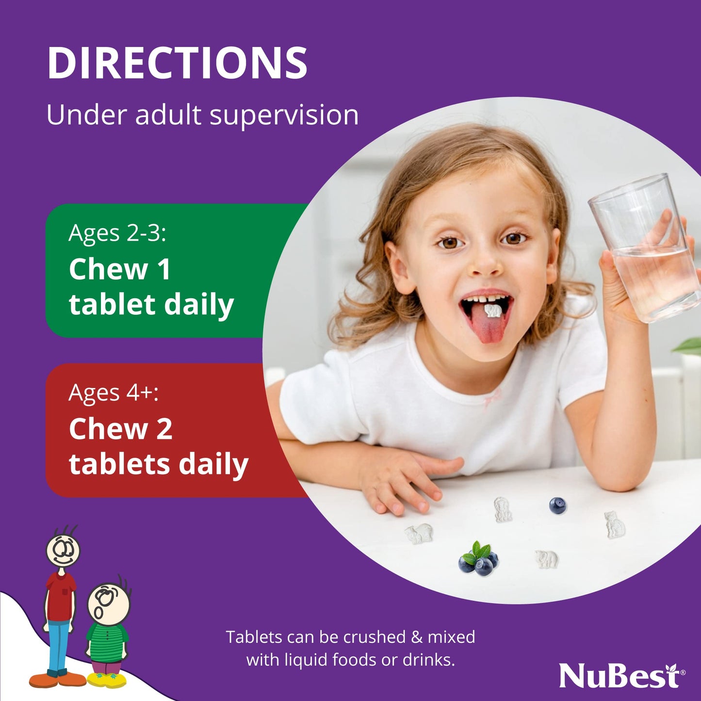 Nubest Tall Kids - Toddlers Vitamins And Kids Vitamins For Age 2 To 9 - Support Bone Strength, Overall Health And Immunity - Ani
