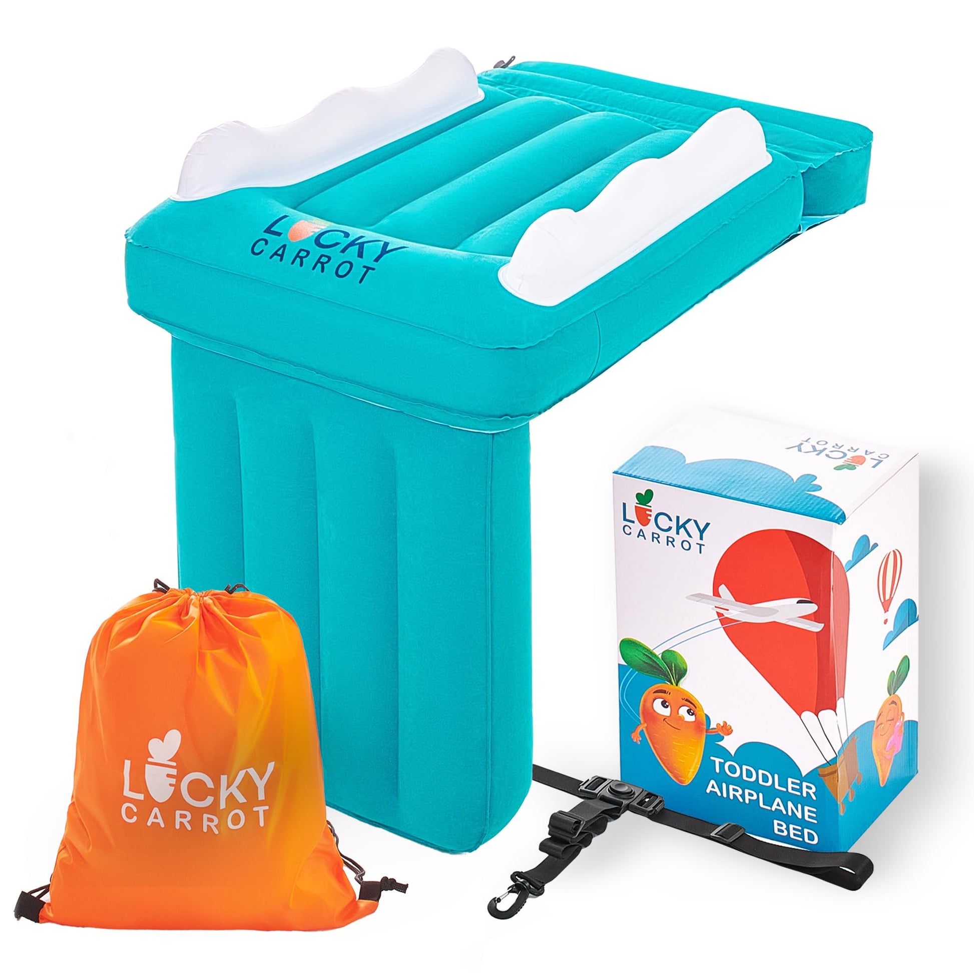 Lucky Carrot Toddler Airplane Bed - Inflatable Airplane Bed for Toddlers, Kids Plane Bed, Baby Seat Extender for Kids - Blow Up 