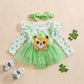 Baby Girl Valentines Outfit Love Heart Valentine Romper Dress Long Sleeve Onesie Newborn Valentines Day Clothes (St Patricks Clo