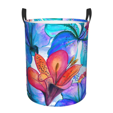 Pevtufa Bright Flowers Foldable Laundry Basket Organizer,Fabric Clothes Toy Storage Basket Nursery Hamper Storage Bin For Househ