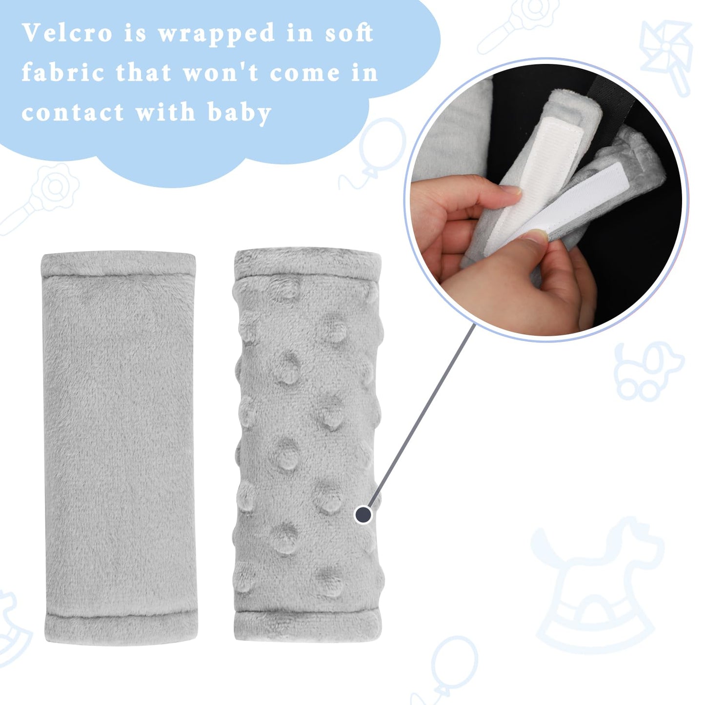 Swesen Baby Car Seat Belt Covers For Boys And Girls, Carseat Shoulder Padding, Soft Car Seat Neck Cover, Mink Car Seat Straps Sh