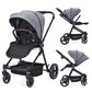 Stroller for Newborn, Convertible Baby Pram with Reversible Seat and One-Hand Fold, High Landscape Toddler Infant Pushchair with