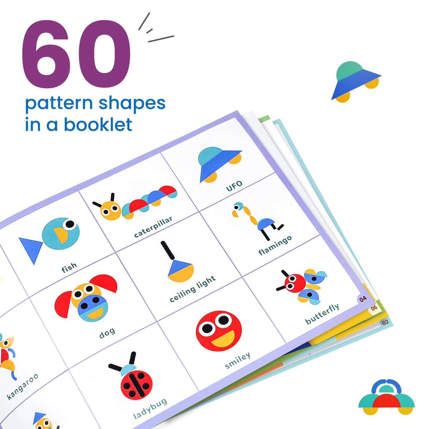 LiKee Open Ended Wooden Shape Puzzles with 36 Blocks and 60 Pattern Shapes for Toddlers 3+ Years Old, Montessori Toys Preschool