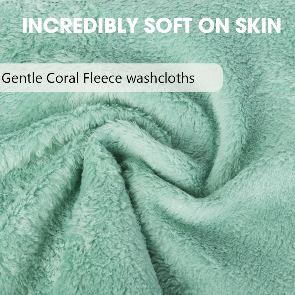 Mixcool 20 Pack 10X10 Inches Microfiber Coral Fleece Baby Washcloths,Extra Absorbent,Soft Wash Clothes,Bath Face Towel For Newbo