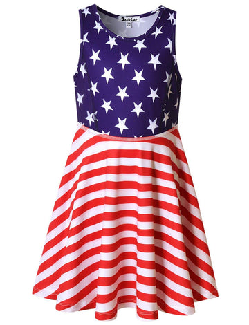 4th July Dresses for Big Girls 10 12 USA Flag Independence Day Party Costume