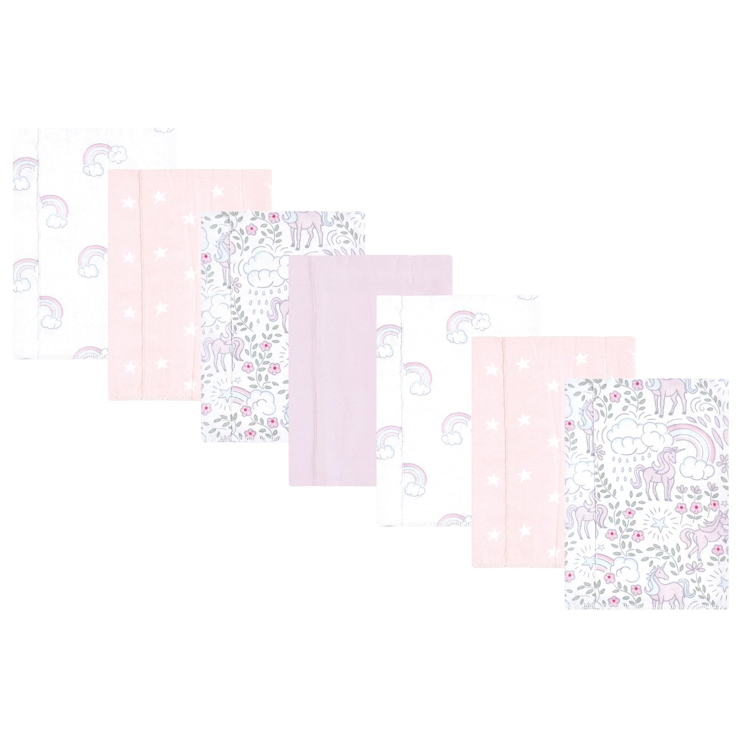 Hudson Baby Unisex Baby Flannel Burp Cloth 7Pk, Dreamy Unicorn, One Size