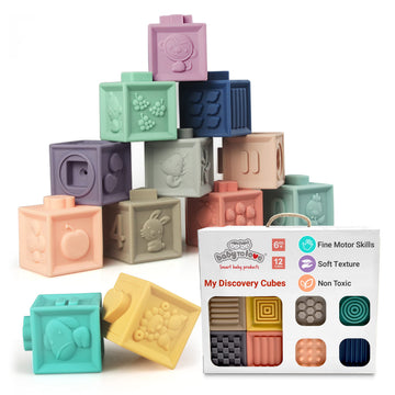 BabyToLove Discovery Cubes | Montessori Baby Blocks for Sensory & Motor Skill Development | Soft Stacking Blocks for Babies & To