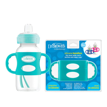 Dr. Brown'S Milestones 100% Silicone Baby Bottle Handles,Wide-Neck,Turquoise,1 Pack,4M+