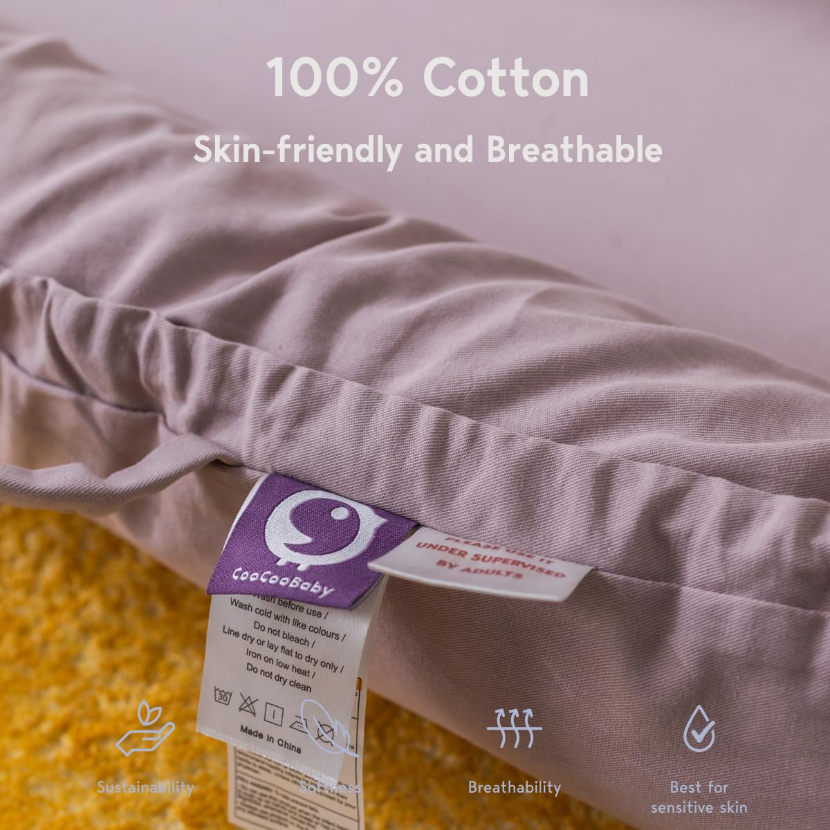 Infant Lounger Cover, 100% Organic Cotton, Newborn Essentials, Baby Gifts | Cover Only (Lavenderblush)