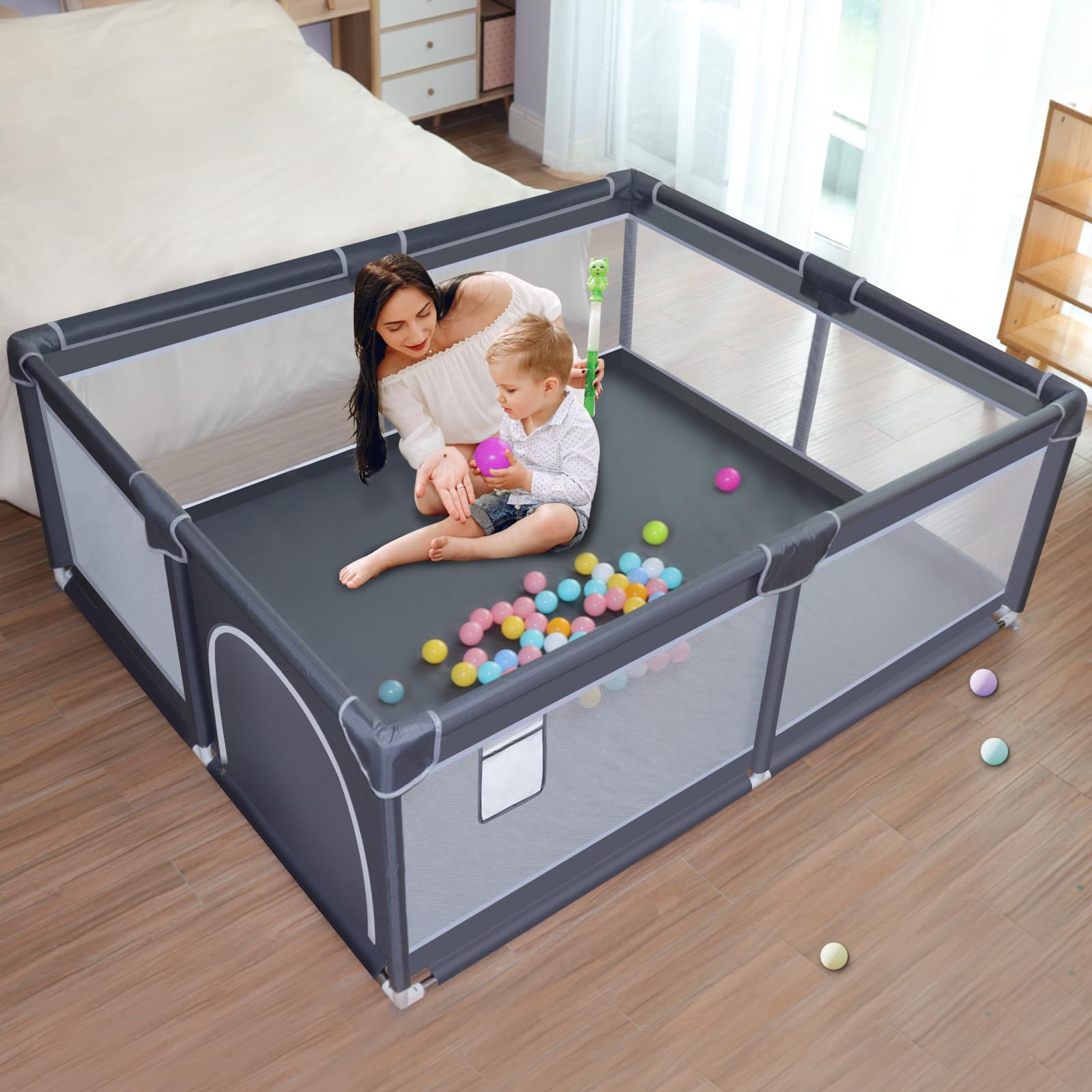 Xvishx Baby Playpen, 50 X 50 Inch Baby Playard, Playpen For Babies And Toddlers, Baby Fence Play Pen For Indoor & Outdoor, With