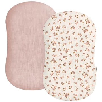 Muslin Baby Lounger Cover 2 Pack, Soft Breathable Newborn Lounger Pillow Cover For Boys Girls Infant