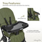 Dream On Me Snack and Stow Baby High Chair in Olive - Easy to Fold and Store, Portable Travel Chair With Removable and Three Pos
