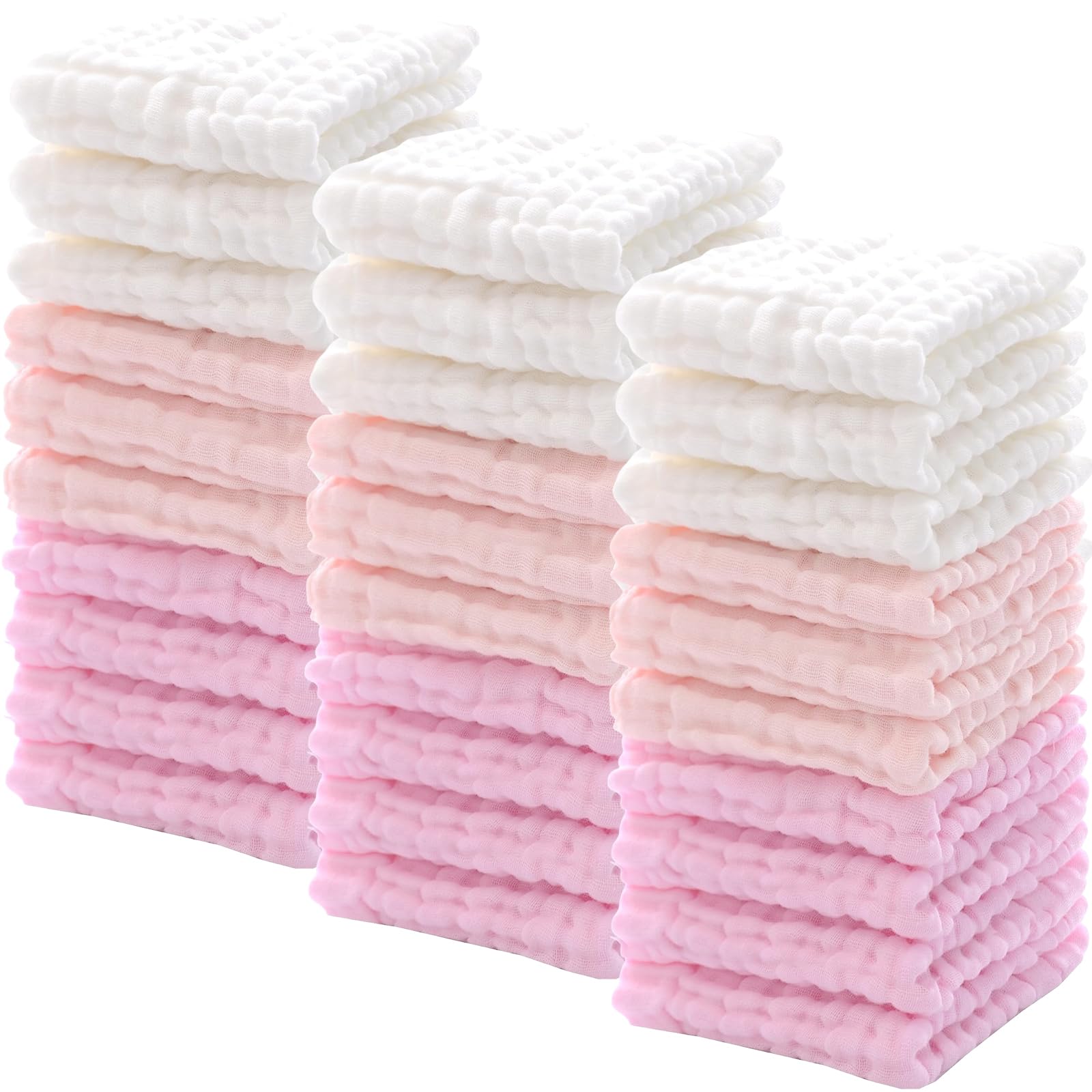 Chumia 30 Pcs Baby Muslin Washcloths Muslin Burp Cloths Baby Towel Natural Cotton Burp Cloths Wipes Soft Newborn Face Towel Abso
