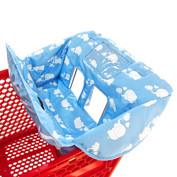 2-In-1 Shopping Cart And High Chair Cover For Baby, Padded Cover, Fold'N Roll Style, Portable With Carry Bag (Gray Elephant)