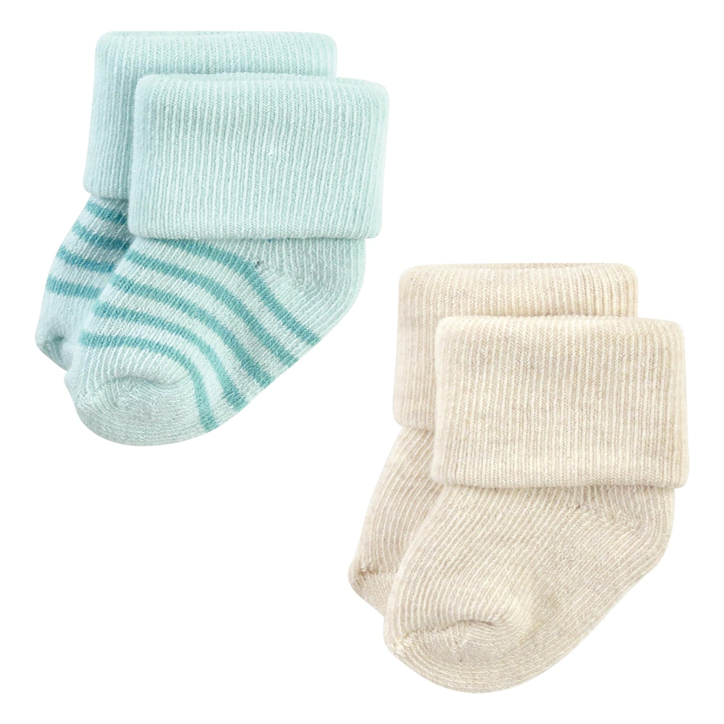Hudson Baby Unisex Baby Cotton Rich Newborn And Terry Socks, Teal Brown Stripe, 6-12 Months