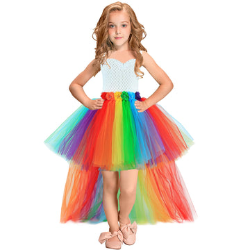 Hjtt Rainbow Tutu Dress For Girls Birthday Party Tulle Princess Dresses Toddler Kids Christmas Halloween Costume (Rainbow, 11-12