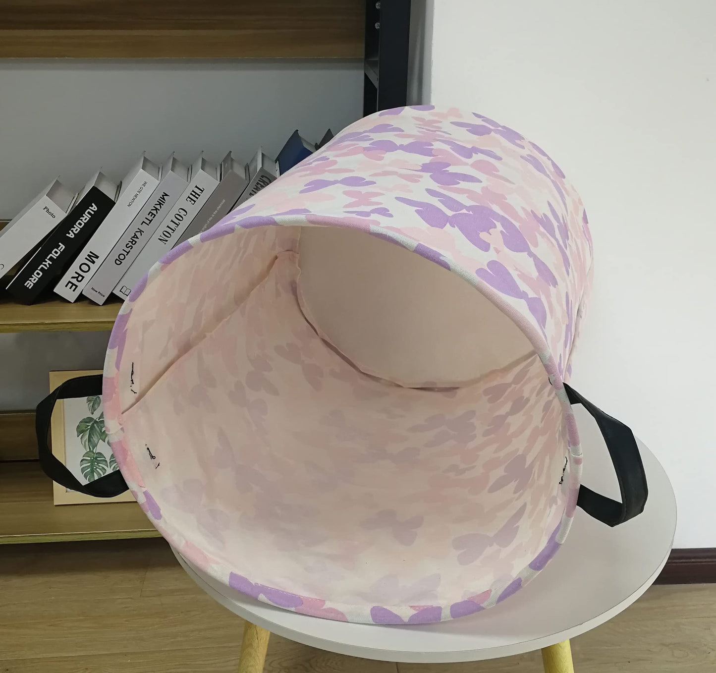 ACMUUNI Butterfly Storage Basket Canvas Clothes Baby Laundry Hamper Pink Gift Laundry Bins Storage Hamper for Kids Boys and Girl